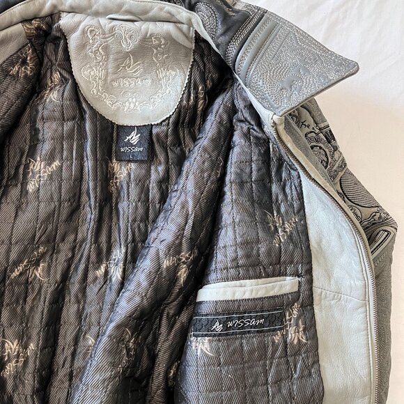 Al Wissam Genuine Leather Jacket Money Pattern - Picture 6 of 8